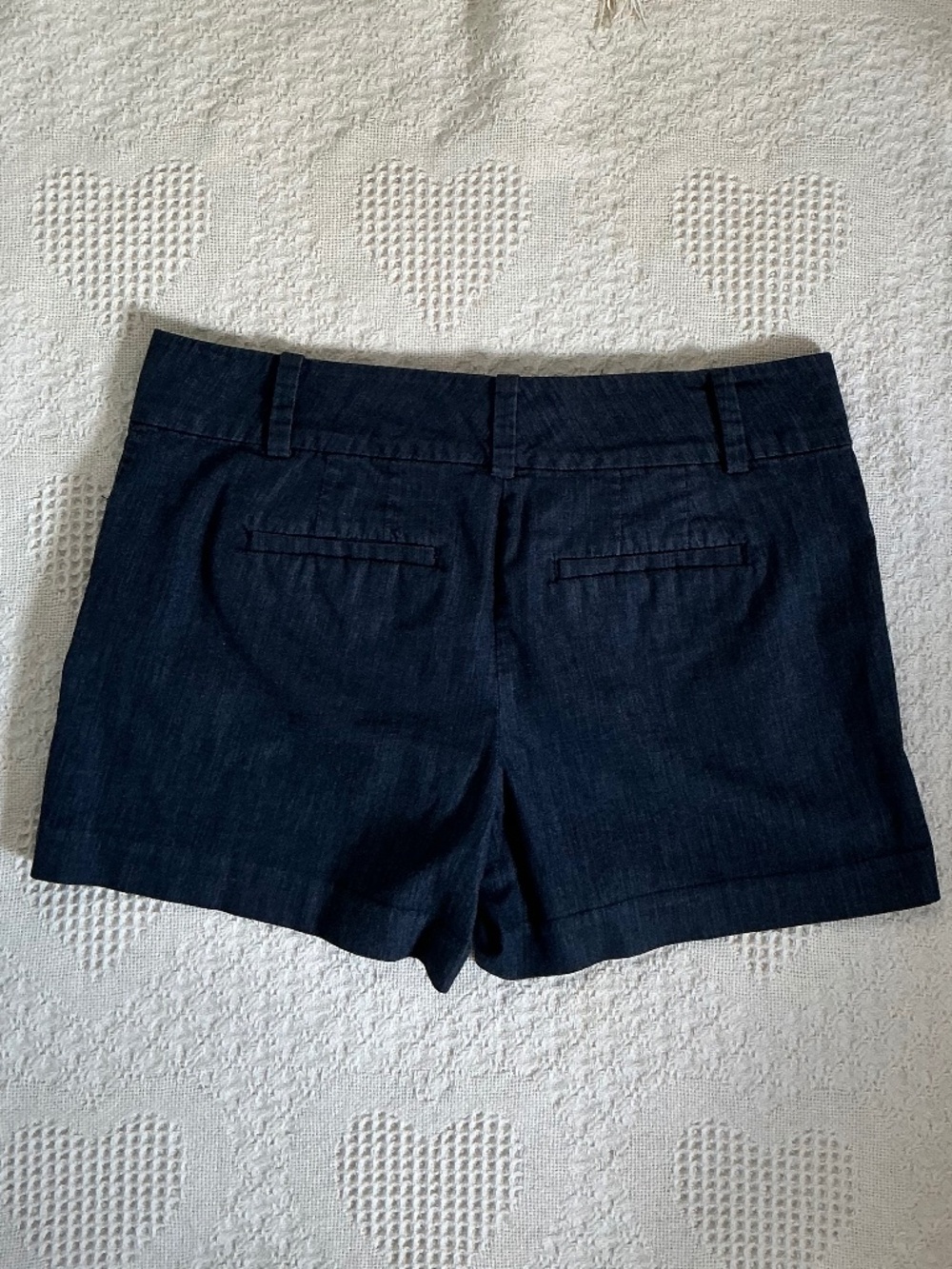 Ann Taylor Signature Chambray Navy Shorts Size 6 Petite Cotton Stretch - Picture 6 of 10